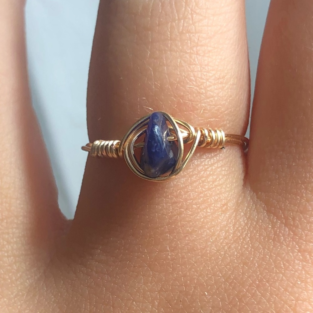 Lapus Lazuli Gold Wire Wrap Ring